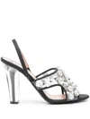Moschino Black Maxi Crystal Slingback Heels In Black