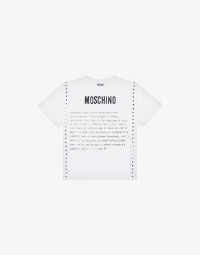 Moschino Maxi Jersey T-shirt Message Print In White