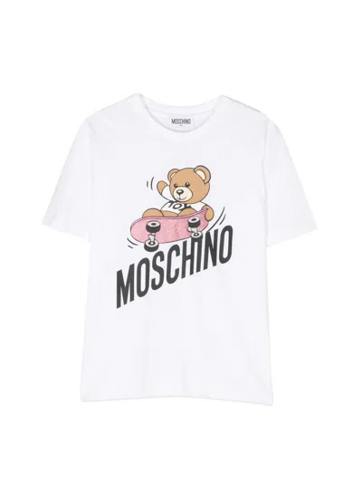 Moschino Kids' Maxi Logo T-shirt In White