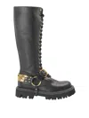 Moschino Logo-plaque Leather Boots In Negro