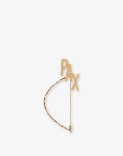 Moschino Maxi Pin With Pax Chain In Gold