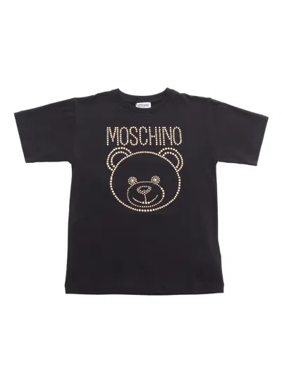 Moschino Kids' Maxi T-shirt With Studs In Black