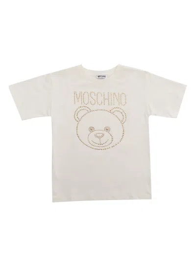 Moschino Kids' Maxi T-shirt With Studs In Light Blue