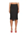 Moschino Medium Long Wool Skirt With Pinstripes In Black