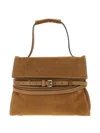 Moschino Medium Tie Me Belt-detail Suede Shoulder Bag In Brown