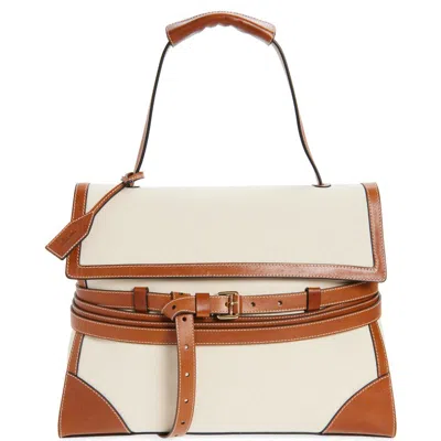 Moschino Medium Tie Me Canvas & Leather Shoulder Bag In Multi