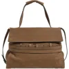 Moschino Medium Tie Me Suede Shoulder Bag In Forest