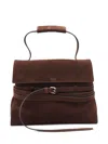 Moschino Medium Tie Me Suede Tote Bag In Brown