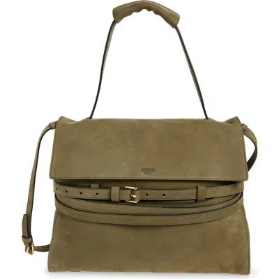 Moschino Medium Tie Me Suede Tote In Green
