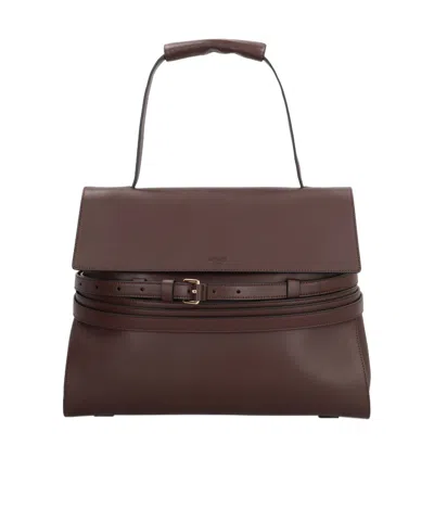 Moschino Medium Tie Me Tote Bag In Brown