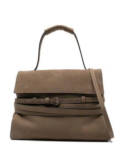Moschino Medium Tie Me Tote Bag In Green