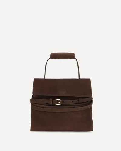 Moschino Medium Top Handle Bag With Buckle Detail In Brown