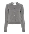 Moschino Open Back Buttoned Knit Cardigan In Gray