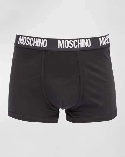 Moschino Men's 2-pack Pima Cotton Logo Trunks In Black