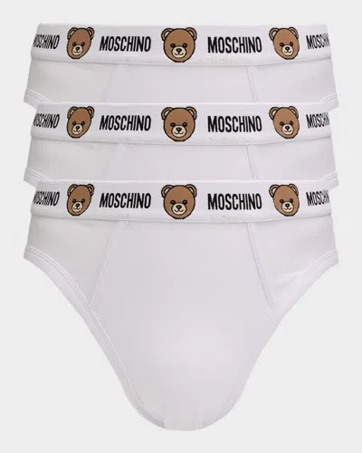 Moschino Men & Apos;s 3-pack Teddy Bear Cotton Jersey Briefs In White