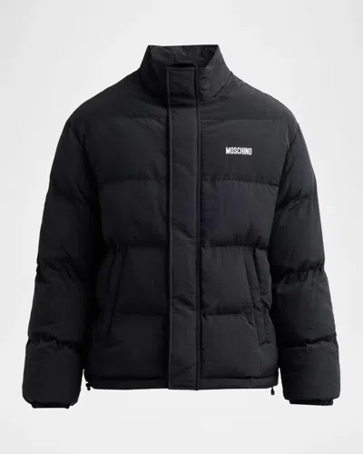 Moschino Men & Apos;s Logo Puffer Jacket In Blue