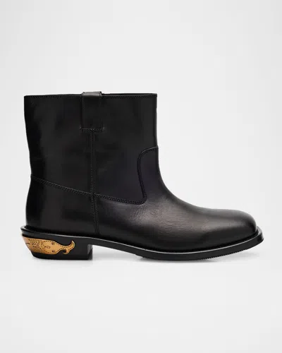 Moschino Men's Berlin Leather Ankle Boots In Black
