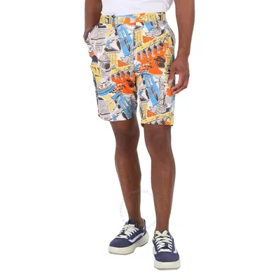 Moschino Men's Bermuda City Print Shorts In Grey