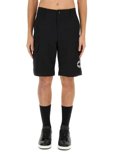 Moschino Logo Cargo Shorts With Pockets And Loops In Black
