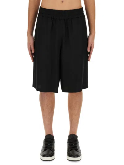 Moschino Men Bermuda With Logo In Black