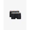 Moschino Mens Black Branded-waist Mid-rise Pack Of Two Cotton-blend Stretch-jersey Briefs