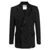 MOSCHINO MOSCHINO MEN'S BLACK DOUBLE-BREASTED PIPED BLAZER