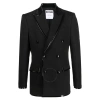 Moschino Men's Black Double-breasted Piped Blazer In Black