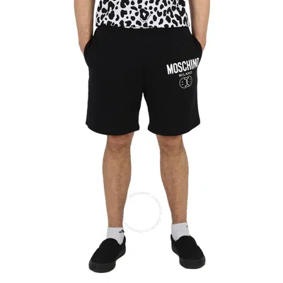 Moschino Logo-print Organic-cotton Shorts In Black