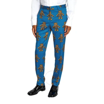 Moschino Men's Blue Allover Robot Bear Print Trousers