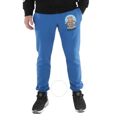 Moschino Men's Blue Logo-print Cotton Track Pants