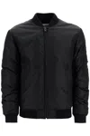 Moschino Quilted Polyamide Bomber Jacket In Black