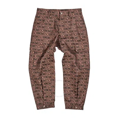 Moschino Men's Brown/black Allover Monogrammed Cargo Trousers