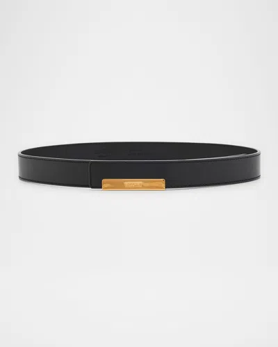 Moschino Men's Calfskin Leather Belt In Black
