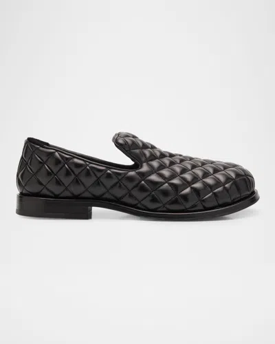 Moschino Men's Camden Quilted Leather Loafers In Black
