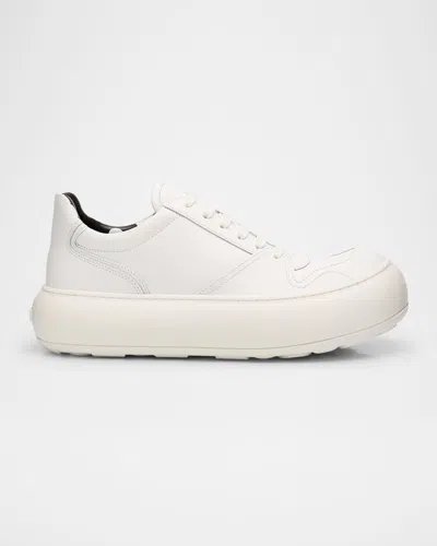 Moschino Men's Chunky Leather Low-top Sneakers In White