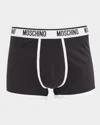 Moschino Men's Contrast-outline Logo Trunks In Black Multi