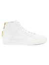 Moschino Men's Crinkled Leather Sneakers In White