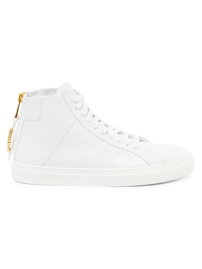 Moschino Men's Crinkled Leather Trainers In White