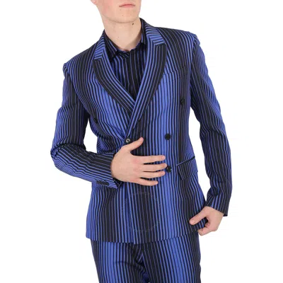 Moschino Men's Double-breasted Stripe Blazer In Blue