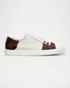 Moschino Cowhide Panelled Sneakers In Neutral