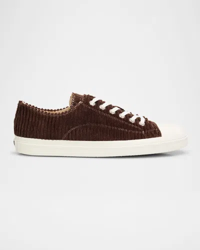 MOSCHINO MEN'S EDGE CORDUROY CAP TOE LOW-TOP SNEAKERS