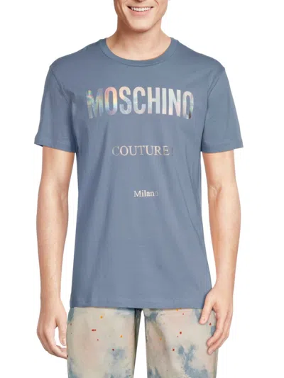 Moschino Men's Fantasy Logo Graphic Tee In Blue