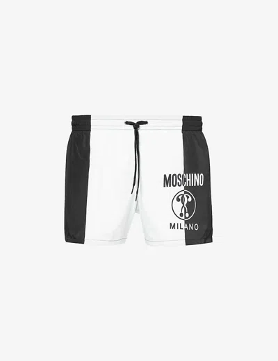 Moschino Mens Fantasy Print Black Branded-print Drawstring-waist Swim Shorts