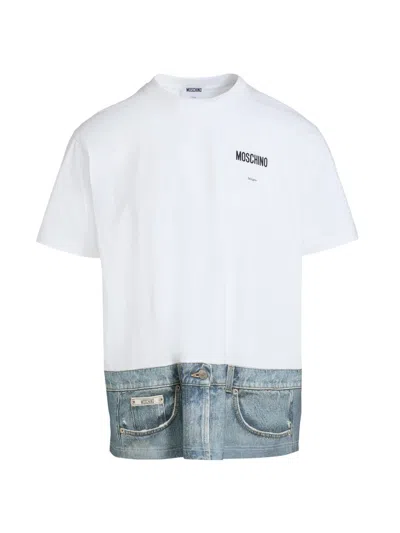 Moschino Men's Jeans Cotton Crewneck T-shirt In White