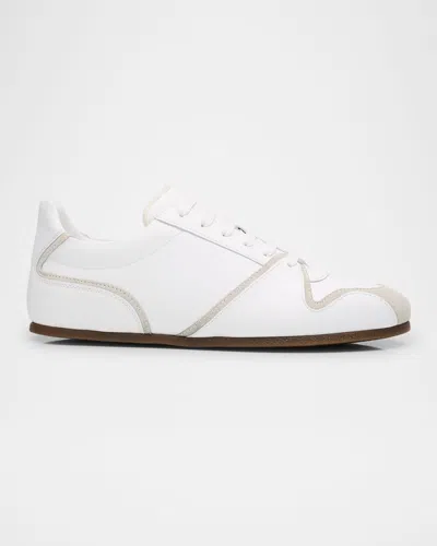 MOSCHINO MEN'S LEATHER AND SUEDE LOW-TOP SNEAKERS