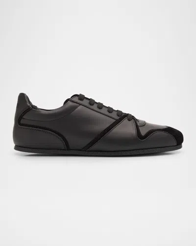 MOSCHINO MEN'S LEATHER AND SUEDE TENNIS SHOES