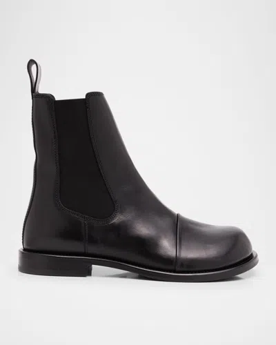 Moschino Men's Leather Cap-toe Chelsea Boots In Black