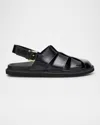 Moschino Sandals In Brushed Calf Leather Sporty In Black