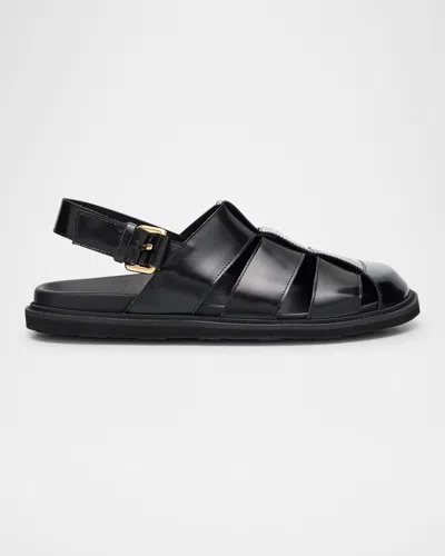 Moschino Men's Leather Fisherman Sandals In Black