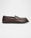 Moschino Desert Penny Strap Loafers In Dark Brown